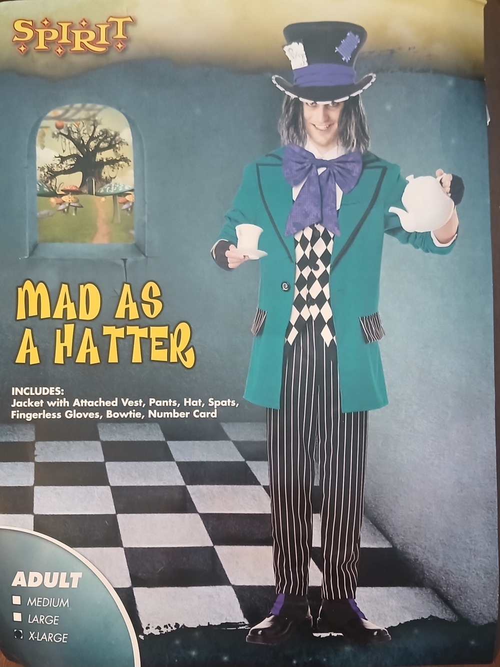 Spirit Mad As A Hatter Mens Costume - Teal Jacket with Purple Bow